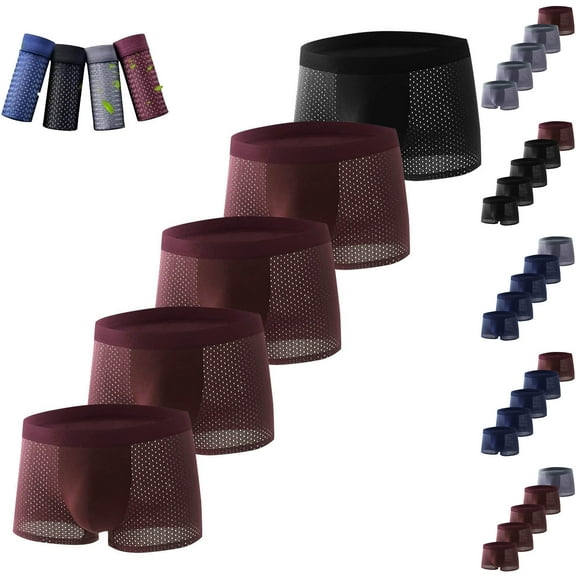HomeDM Men's Underwear Boxer Briefs Comfortable Cool Underwear for Men 5 Pack Assorted Color Sizes L-4XL