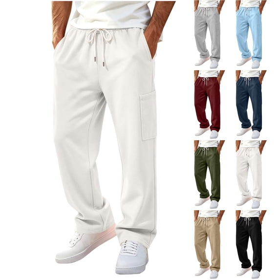 HomeDM Men's Wide Leg Sweatpants Drawstring Open Bottom Joggers with Pockets Casual Athletic Pants for Gym Workout