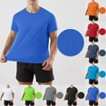 thumbnail image 1 of HomeDM Men's Workout Shirts Crew Neck Short Sleeve Quick Dry Gym Athletic Running Tee Shirts, Blue, Size L, 1 of 9