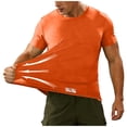 thumbnail image 1 of HomeDM Men's Workout Shirts Short Sleeve Crew Neck Quick Dry Summer Basic Tee Tops for Gym Athletic Running, Orange, Size L, 1 of 6