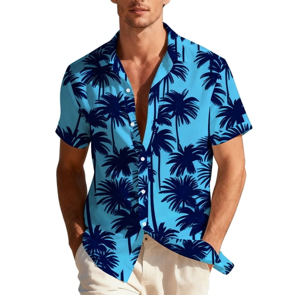 HomeDM Mens Hawaiian Shirt Summer Beach Short Sleeve Floral Button Down Vacation Tops Tropical Shirt M-3XL