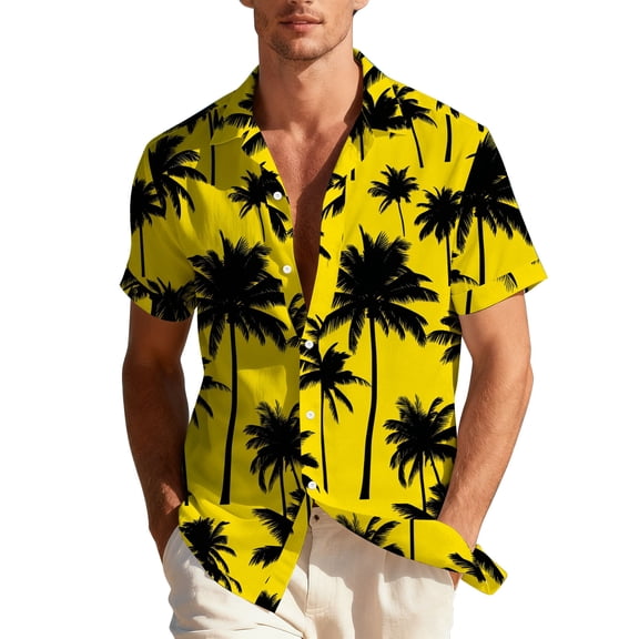 HomeDM Mens Hawaiian Shirt Summer Beach Short Sleeve Floral Button Down Vacation Tops Tropical Shirt M-3XL