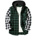 thumbnail image 1 of HomeDM Mens Hooded Flannel Shirts, Long Sleeve Button Down Plaid Shirts Hoodie Jackets with Pocket, Army Green, 1 of 3