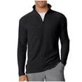 thumbnail image 1 of HomeDM Mens Quarter Zip Pullover Shirts Long Sleeve Mock Neck Solid Color Sweatshirts, Black Size 3XL, 1 of 6