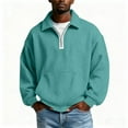 thumbnail image 1 of HomeDM Mens Quarter Zip Pullover Tops, Long Sleeve Waffle Texture Solid Color Sweatshirts, Light Blue, 1 of 6