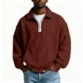 thumbnail image 1 of HomeDM Mens Quarter Zip Pullover Tops, Long Sleeve Waffle Texture Solid Color Sweatshirts, Wine, 1 of 6