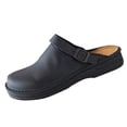 thumbnail image 1 of HomeDM Mens Suede Clogs Closed Toe Slip On Non-Slip Mules Comfort Plantar Summer Slides Sandals, Black Size 6.5, 1 of 4