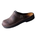 thumbnail image 1 of HomeDM Mens Suede Clogs Closed Toe Slip On Non-Slip Mules Comfort Plantar Summer Slides Sandals, Coffee Size 7, 1 of 4