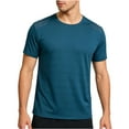 thumbnail image 1 of HomeDM Mens Workout Shirts, Quick Dry Short Sleeve Athletic Solid Color Tops Crew Neck Moisture Wicking T Shirt for Running Gym, Blue, 1 of 4