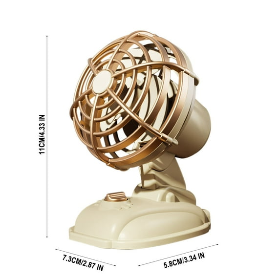 HomeDM Mini Heritage Desk Fan USB-Powered Metal Construction Ideal for Home Dorm Rooms Bedrooms Office or Travel