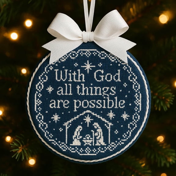 HomeDM Nativity Scene Christmas Tree Ornaments 2D Acrylic Round Hanging Ornaments Party Decor for Home Xmas Tree Nativity Savior Name Ornaments