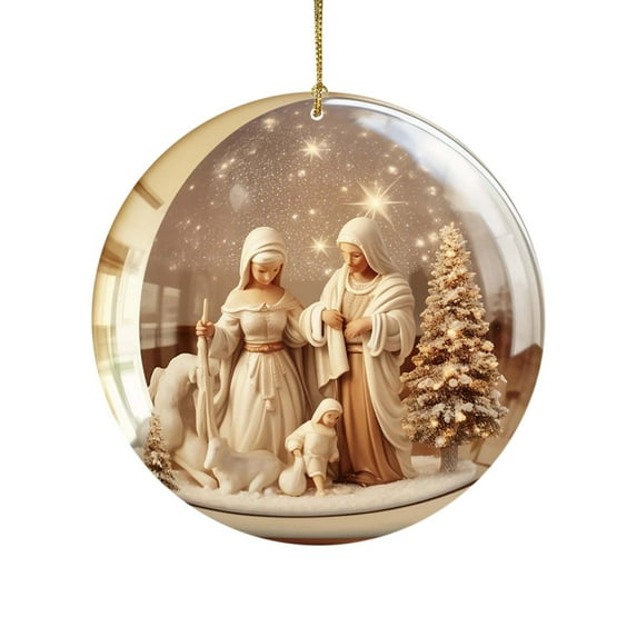 HomeDM Nativity Scene Ornaments Christmas 2D Acrylic Christmas Tree Hanging Pendant The Birth of Jesus Christian Christmas Decorations for Tree Xmas Gifts