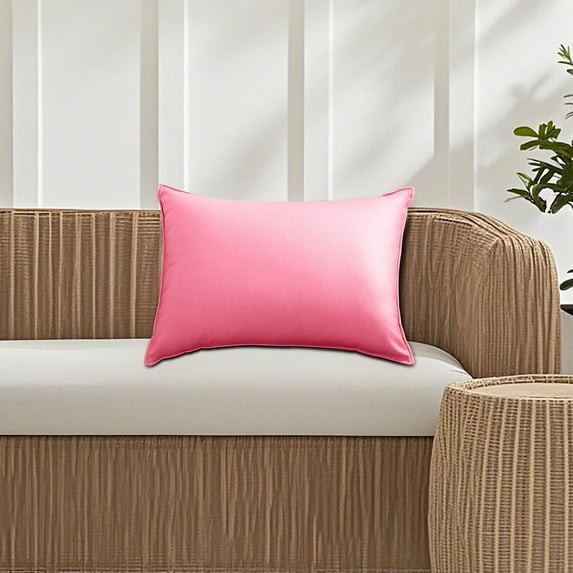 HomeDM Outdoor Waterproof Throw Pillow Covers, Pink Decorative Pillowcases Farmhouse Cushion Covers for Garden Patio Sofa, 19.6"x11.8"