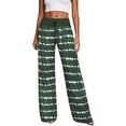 thumbnail image 1 of HomeDM Pants for Women Wide Leg Tie-Dye Striped Pants with Pockets Green Drawstring Lounge Trousers for Athletic Work Size M, 1 of 6