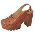 thumbnail image 1 of HomeDM Platform Heels Sandals for Women Closed Toe Slingback Slip-On Party Prom Pumps Shoes, Brown Size 9.5, 1 of 10