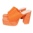 thumbnail image 1 of HomeDM Platform Heels Sandals for Women Square Open Toe Chunky Block Heel Slip-On Slides Dress Shoes, Orange Size 7, 1 of 9