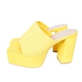 thumbnail image 1 of HomeDM Platform Heels Sandals for Women Square Open Toe Chunky Block Heel Slip-On Slides Dress Shoes, Yellow Size 7, 1 of 9