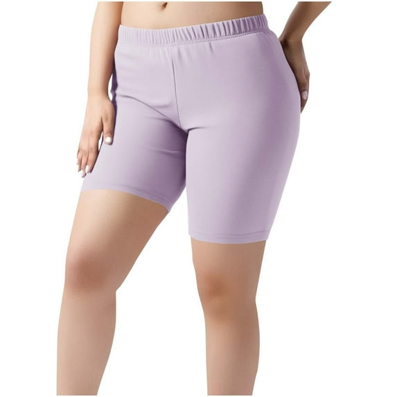 HomeDM Plus Size Yoga Shorts for Women - Workout Leggings High Waisted Soft Biker Shorts Women's Shorts for Summer Hiking Workout Running - Pink/3XL
