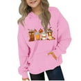 thumbnail image 1 of HomeDM Pullover Hoodies for Boys Girls - Long Sleeve Hooded Sweatshirts with Kangaroo Pocket Unisex Kids Sweatshirts - Pink/9-10 Years, 1 of 4