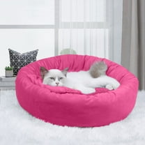 HomeDM Round Donut Cat and Dog Cushion Bed, Pet Bed for Medium or Large Dogs, Anti-Slip Soft Durable Fabric Pet beds, Washable Calming Cat & Dog Bed