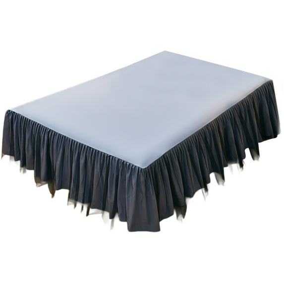 HomeDM Ruffled Bed Skirt - 79"x59", Blue Solid Color Wrap Around Dust Ruffle Bed Sheet Easy to Put On Bed Frame Cover, Machine Washable
