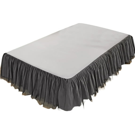 HomeDM Ruffled Bed Skirt - 79"x59", Gray Solid Color Wrap Around Dust Ruffle Bed Sheet Easy to Put On Bed Frame Cover, Machine Washable