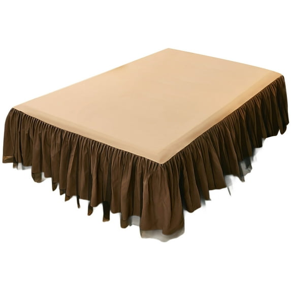 HomeDM Ruffled Bed Skirt - 79"x59", Khaki Solid Color Wrap Around Dust Ruffle Bed Sheet Easy to Put On Bed Frame Cover, Machine Washable