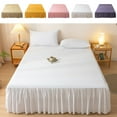 thumbnail image 1 of HomeDM Ruffled Bed Skirt - 79"x59", White Solid Color Wrap Around Dust Ruffle Bed Sheet Easy to Put On Bed Frame Cover, Machine Washable, 1 of 7