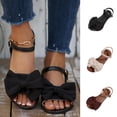 thumbnail image 1 of HomeDM Sandals for Women Open Toe Flats Dressy Flower Summer Vacation Sandals Ankle Strap Comfort Walking Beach Sandals, Black Size 9.5, 1 of 9