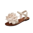 thumbnail image 1 of HomeDM Sandals for Women Open Toe Flats Dressy Flower Summer Vacation Sandals Ankle Strap Comfort Walking Beach Sandals, Size 6.5, 1 of 9
