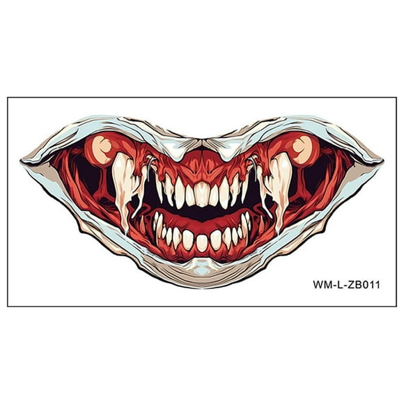 HomeDM Scary Big Mouth Temporary Tattoo,Halloween Realistic Face Stickers, Horror Prank Props Make Up Face Decals Cosplay Decor Party