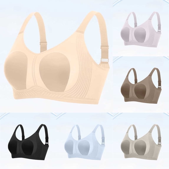 HomeDM Seamless Bras for Women No Underwire Comfort Push Up Bra Wireless Full Coverage Bralettes, Khaki, L