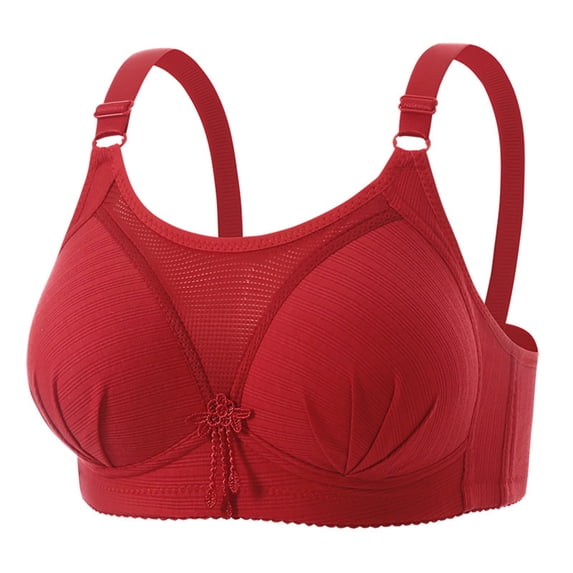 HomeDM Seamless Bras for Women No Underwire Comfort Push Up Bra Wireless Full Coverage Bralettes, Red, 38