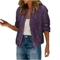 thumbnail image 1 of HomeDM Sequin Jacket for Women, Long Sleeve Front Zip Up Sparkle Casual Loose Fit Jacket Outerwear, Purple, 1 of 6