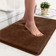 thumbnail image 1 of HomeDM Shaggy Bath Mat 15.7x23.6 in Non Slip Bathroom Rug Soft Absorbent Microfiber Shower Mats Machine Washable Brown Floor Carpet, 1 of 7
