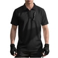 thumbnail image 1 of HomeDM Shirts for Men Short Sleeve Summer Golf T-Shirts Collared Button V Neck Casual Solid Color Pullover Tops, Black, Size 2XL, 1 of 7