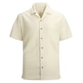thumbnail image 1 of HomeDM Short Sleeve Dress Shirts for Men Summer Button Down Collared Shirts for Casual Wedding Work, Khaki, Size 2XL, 1 of 5