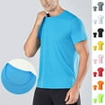 thumbnail image 1 of HomeDM Short Sleeve Workout Shirts for Men Crew Neck Quick Dry Summer Athletic Running T-Shirts, Sky Blue, Size L, 1 of 9