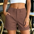 thumbnail image 1 of HomeDM Shorts for Women High Wasit Button Zip Closure Wide Leg Shorts Coffee Summer Casual Work with Pockets Size M, 1 of 8