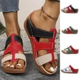 thumbnail image 1 of HomeDM Slip On Wedge Sandals for Women Open Toe Platform Summer Comfortable Beach Sandals, Red Size 5.5, 1 of 9