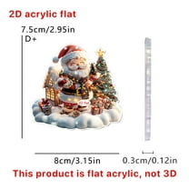 HomeDM Snowman Christmas Tree Ornaments 2D Flat Acrylic Santa Claus Hanging Pendant Xmas Coffee Cup Ornaments for Christmas Tree Window Door Holiday Home Decor