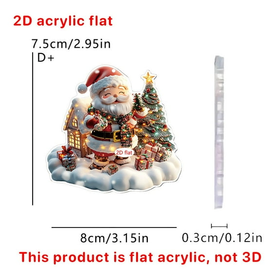 HomeDM Snowman Christmas Tree Ornaments 2D Flat Acrylic Santa Claus Hanging Pendant Xmas Coffee Cup Ornaments for Christmas Tree Window Door Holiday Home Decor