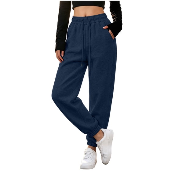 HomeDM Sweatpants with Pockets for Women Drawstring Waist Athletic Joggers Navy Workout Running Sweat Pants Size S