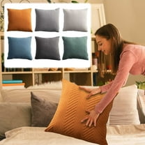 HomeDM Throw Pillow Covers 17.7x17.7 Inch, Green Soft Textured Striped Boho Pillow Covers, Decorative Couch Pillow Covers for Home Decor Sofa Living Room Bed