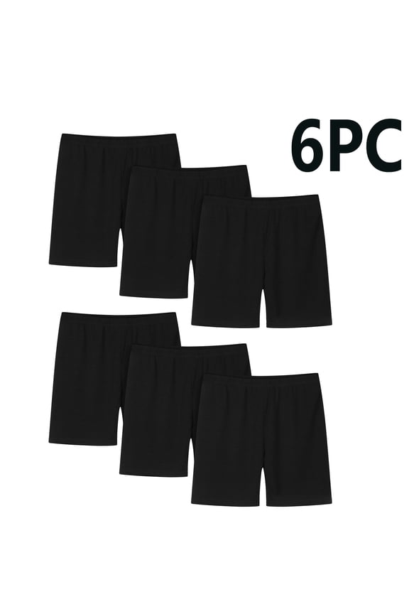 Toddlers & Girls Bike Shorts Cotton Biker Shorts for Under Dresses, Athletic Yoga Dance Short - 6 Pack, Sizes 2-14 Years