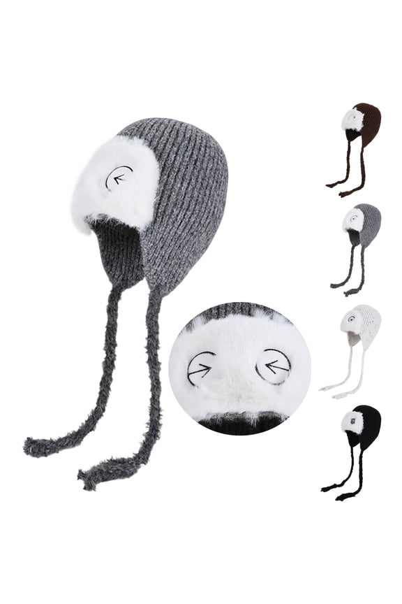 HomeDM Unisex Beanie with Ear Flap Warm Winter Fleece Lined Beanie Hat Outdoor Waterproof Snow Ski Skull Cap for Women Men Gray