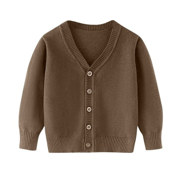 HomeDM Unisex Boys Girls Cardigans Sweater V-Neck Long Sleeve School Uniforms Button Knit Tops, Sizes 2-14 Years