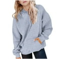 thumbnail image 1 of HomeDM Unisex Boys Girls Hoodie Sweatshirts - Sizes 5-15 Years Teen Kids Fall Winter Warm Hoodies Pullover Tops Solid Color Hooded Sweatshirts - Gray/9-10 Years, 1 of 6