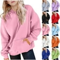 thumbnail image 1 of HomeDM Unisex Boys Girls Hoodie Sweatshirts - Sizes 5-15 Years Teen Kids Fall Winter Warm Hoodies Pullover Tops Solid Color Hooded Sweatshirts - Pink/5-6 Years, 1 of 7
