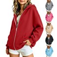 thumbnail image 1 of HomeDM Unisex Full-Zip Hoodie Solid Color Long Sleeve Sweatshirt with Front Pockets for Boys and Girls, 1 of 10